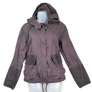 HEI HEI Anthropologie Hooded Utility Jacket Women's S Lace Boho Military Casual